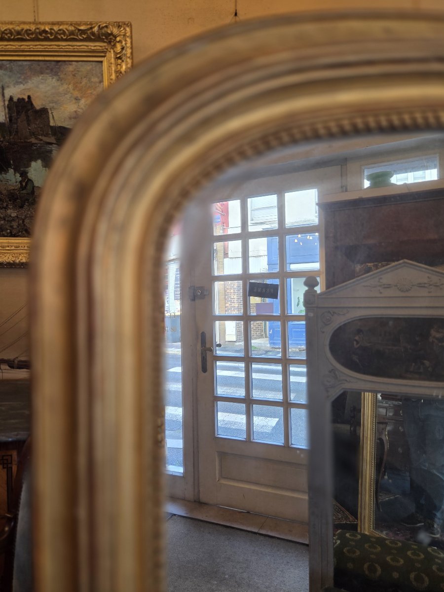 Large Louis-philippe-style Mirror In Gilded Wood From The 19th Century (173 X 113)-photo-3