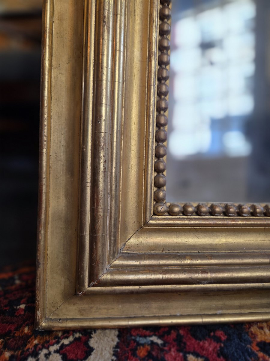 Large Louis-philippe-style Mirror In Gilded Wood From The 19th Century (173 X 113)-photo-4