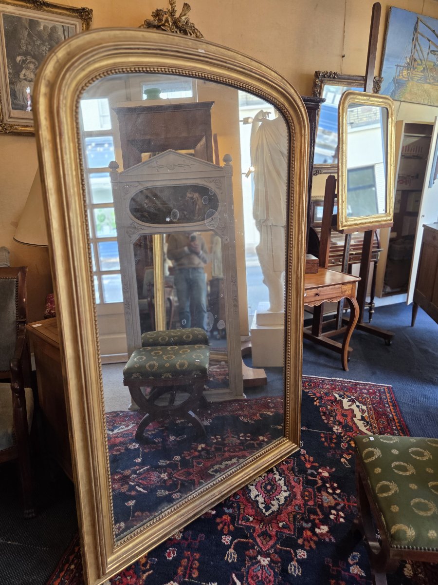 Large Louis-philippe-style Mirror In Gilded Wood From The 19th Century (173 X 113)