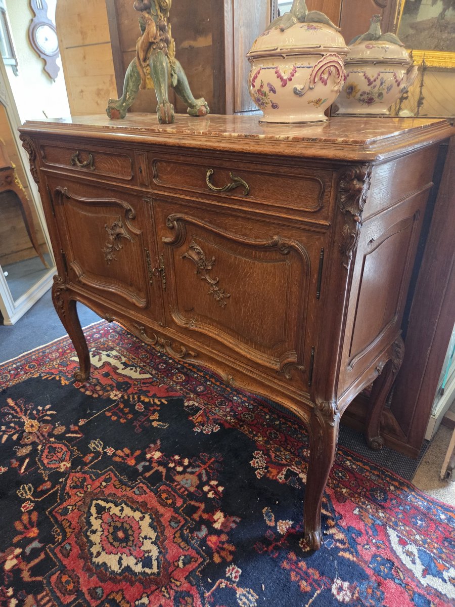 A Carved Oak Sideboard In The Louis XV Style From The Late 19th Century.-photo-2