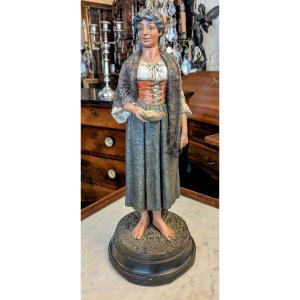 Terracotta Statuette By Bernhard Bloch (1836-1909) Austria-hungary. 43cm.