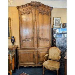 Large Two-body Buffet In Carved Oak From Northern France From Avesnois.