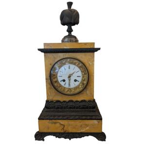 Restoration Period Clock In Siena Marble And Patinated Bronze.