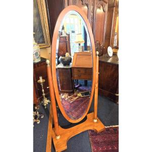 Empire Style Cherrywood Cheval Glass