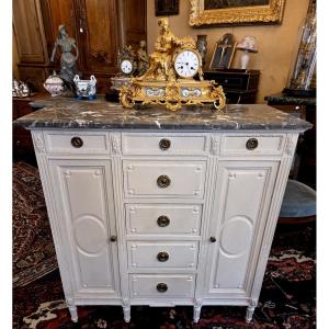 Small Louis XVI Style Wall-height Cabinet In Painted Wood, Circa 1900