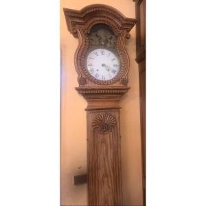 Horloge normande en chêne sculpté d'époque Louis XVI