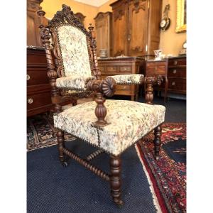 Fauteuil d'époque Napoléon III en palissandre