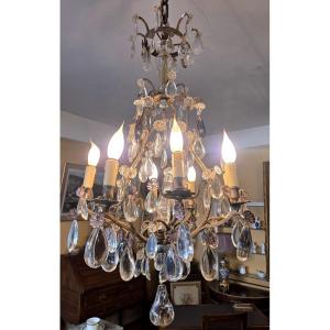Cage-shaped Chandelier With Eight Lights, Some Colored, Napoleon III Period