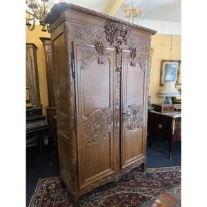 Small 19th-century Normandy-style Cabinet Made Of Carved Oak.