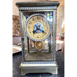 Napoleon III-era Bronze And Enamel Cage Clock
