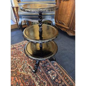 A Napoleon III-era Blackened-wood Pedestal Table Or Side Table.