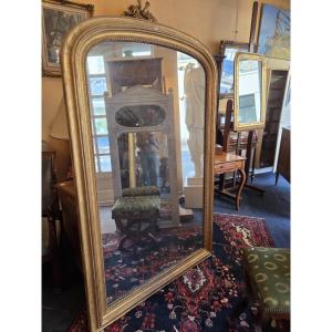Grand miroir de style Louis-Philippe en bois doré d'époque XIXème ( 173 x 113)