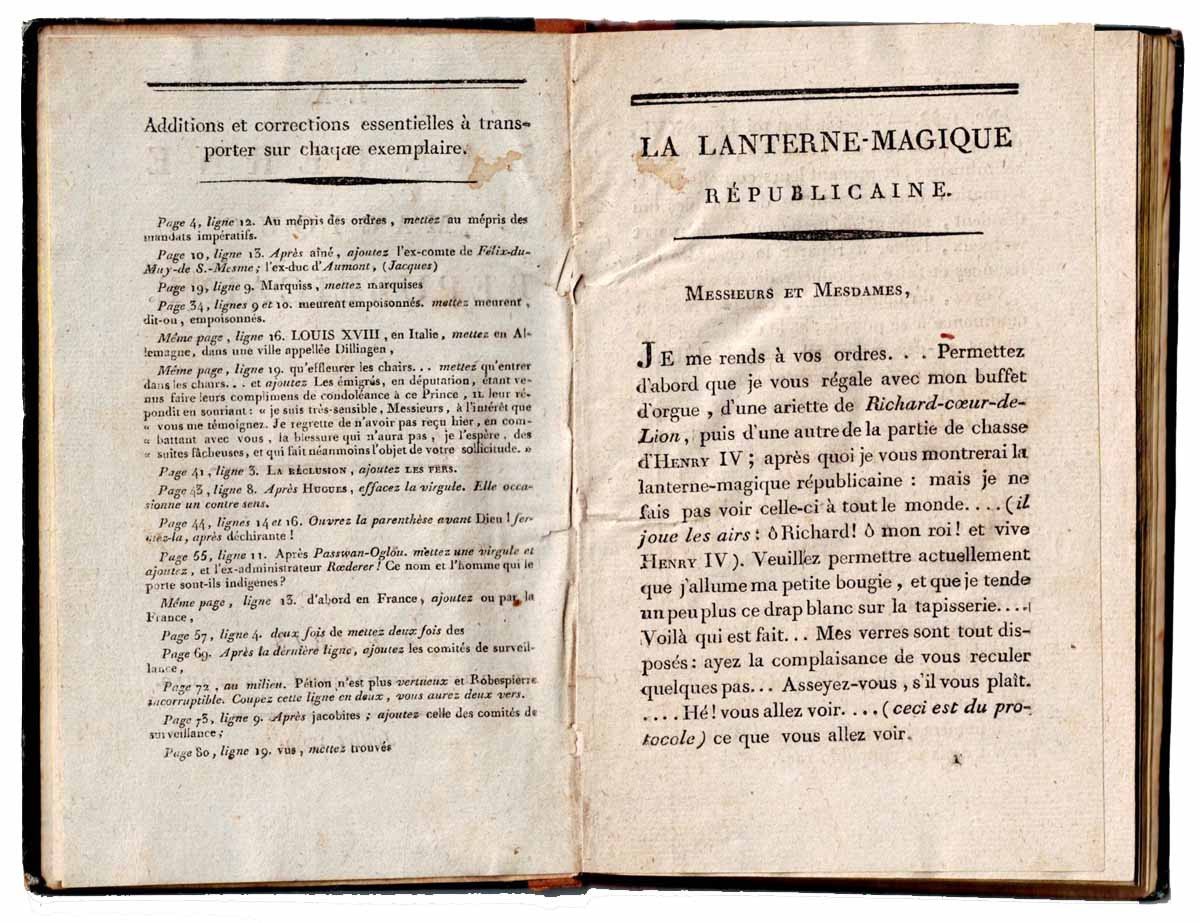 LA LANTERNE MAGIQUE REPUBLICAINE 1799