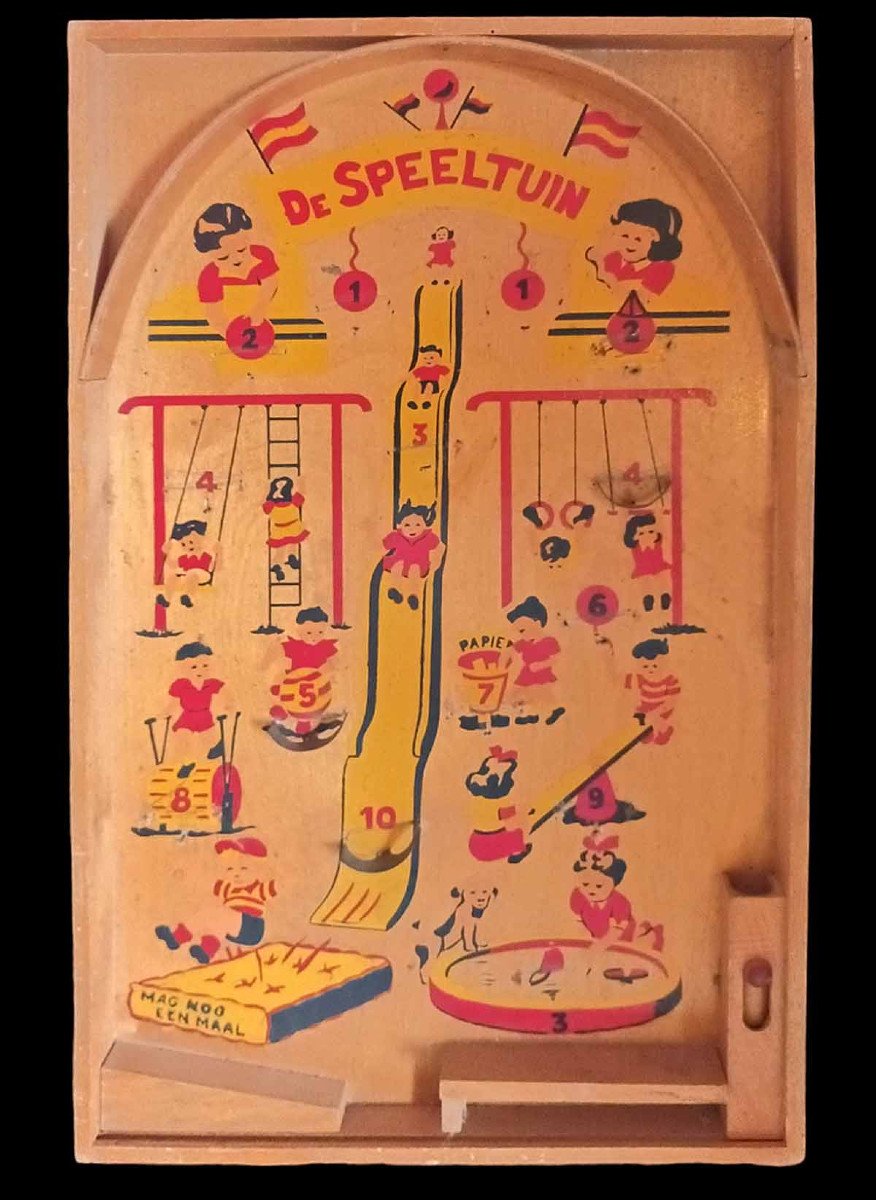 Ensemble de 18 Petits jeux à billes en bois des années 1950-photo-1