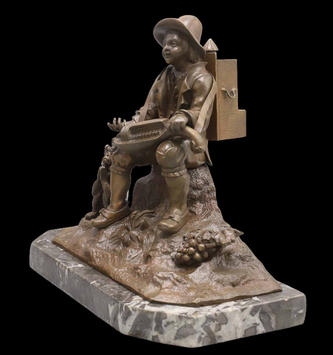 19th Century Bronze - The Savoyard Holder Of Magic Lantern