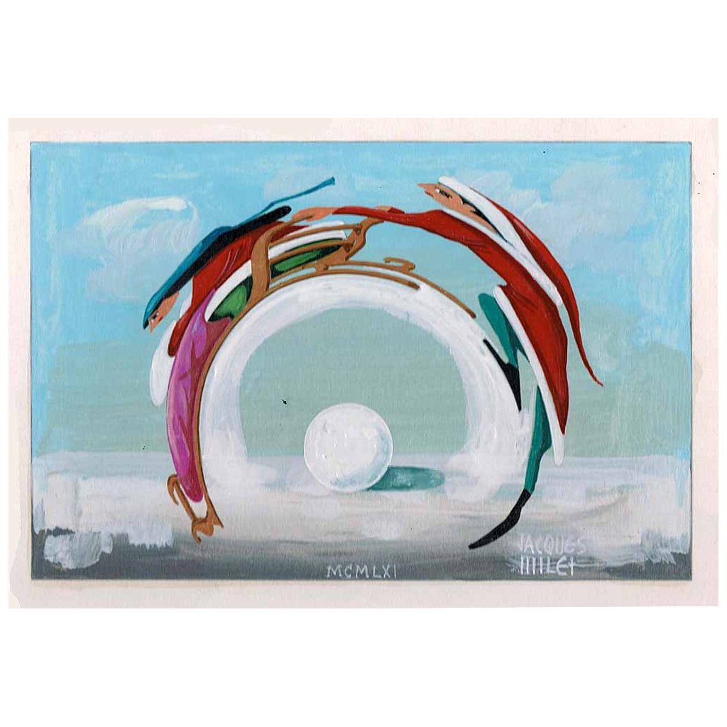 ANAMORPHOSE de J. MILET 1961 LE TRAINEAU DU PÈRE NOEL