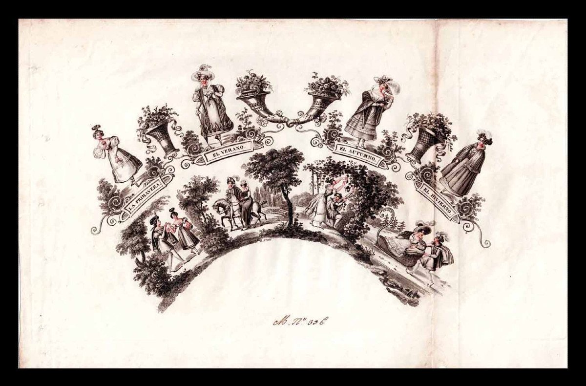 PROJET d'ÉVENTAIL Les 4 saisons : BELLEVILLE (Jean-Pierre) 1833