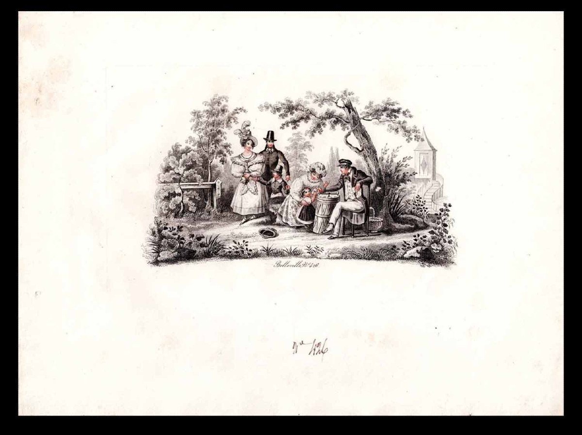 PROJET d'ÉVENTAIL Le marchand d'oublies : BELLEVILLE Jean-Pierre 1833