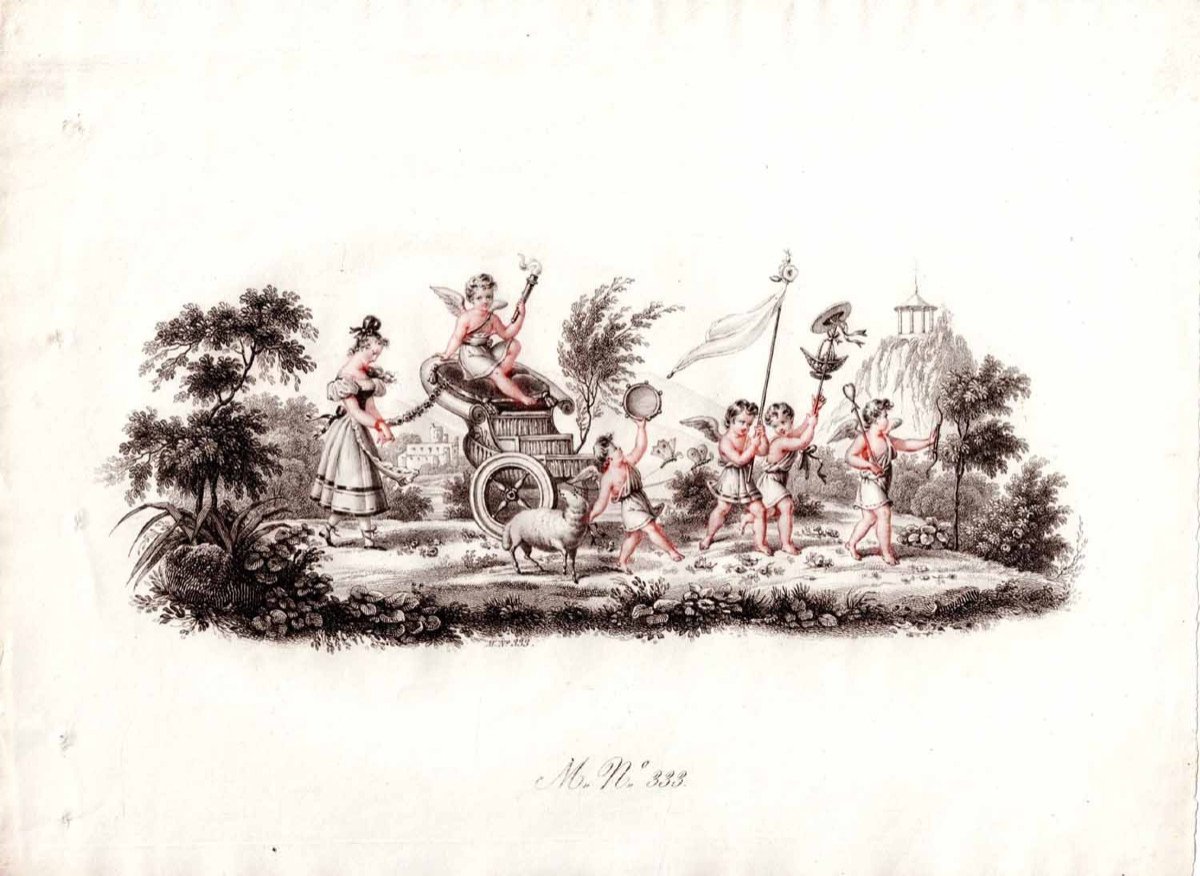PROJET d'ÉVENTAIL Le char des amours : BELLEVILLE Jean-Pierre 1833-photo-2