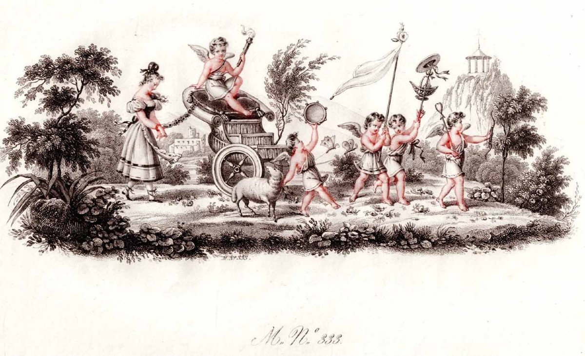 PROJET d'ÉVENTAIL Le char des amours : BELLEVILLE Jean-Pierre 1833-photo-3