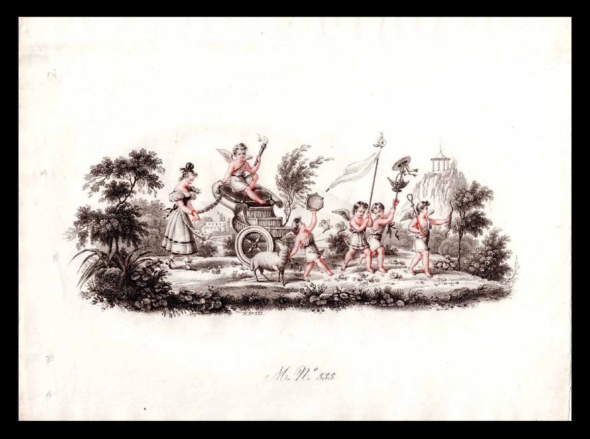 PROJET d'ÉVENTAIL Le char des amours : BELLEVILLE Jean-Pierre 1833