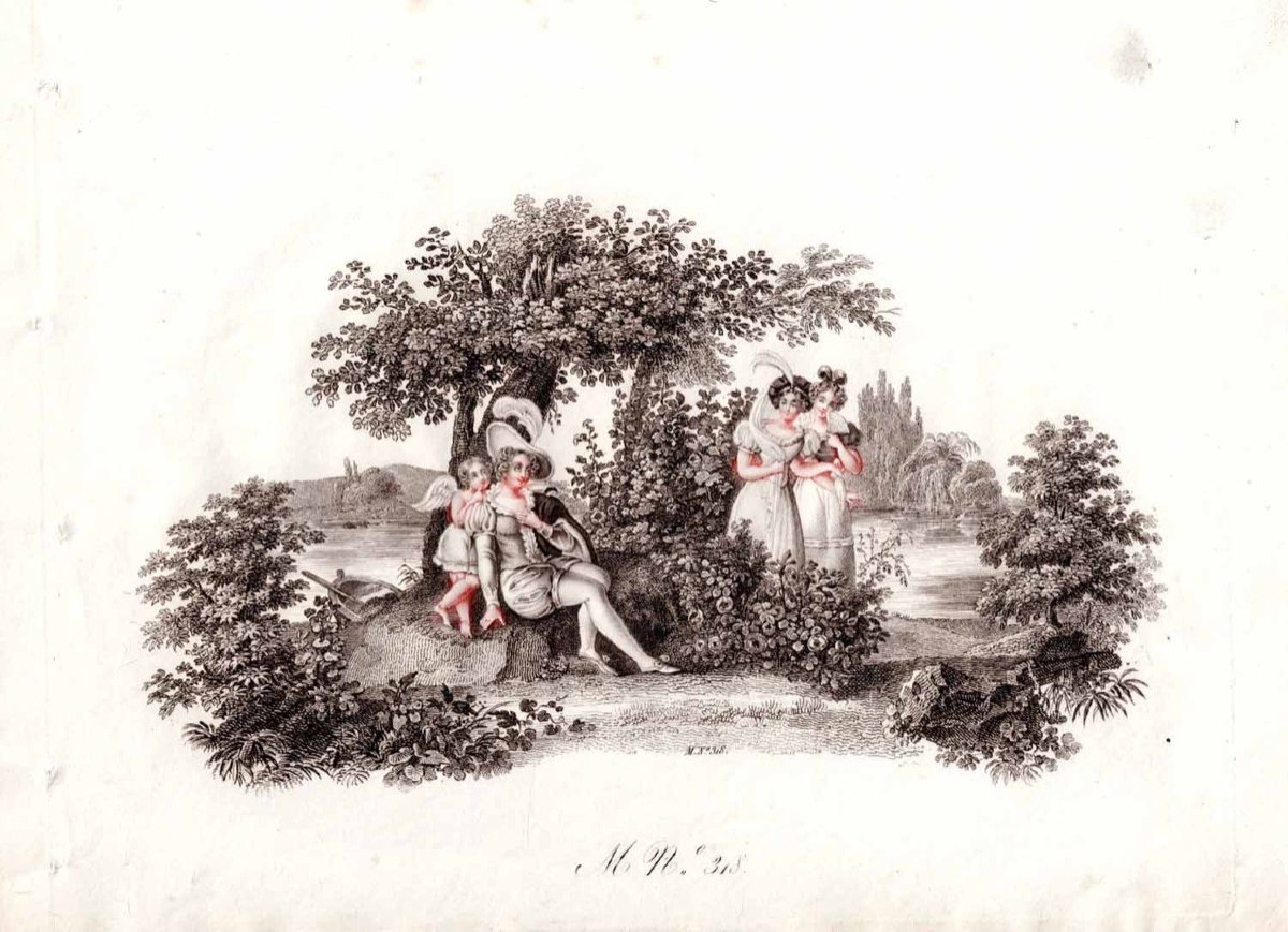 PROJET d'ÉVENTAIL L' amour confident : BELLEVILLE Jean-Pierre 1833-photo-2