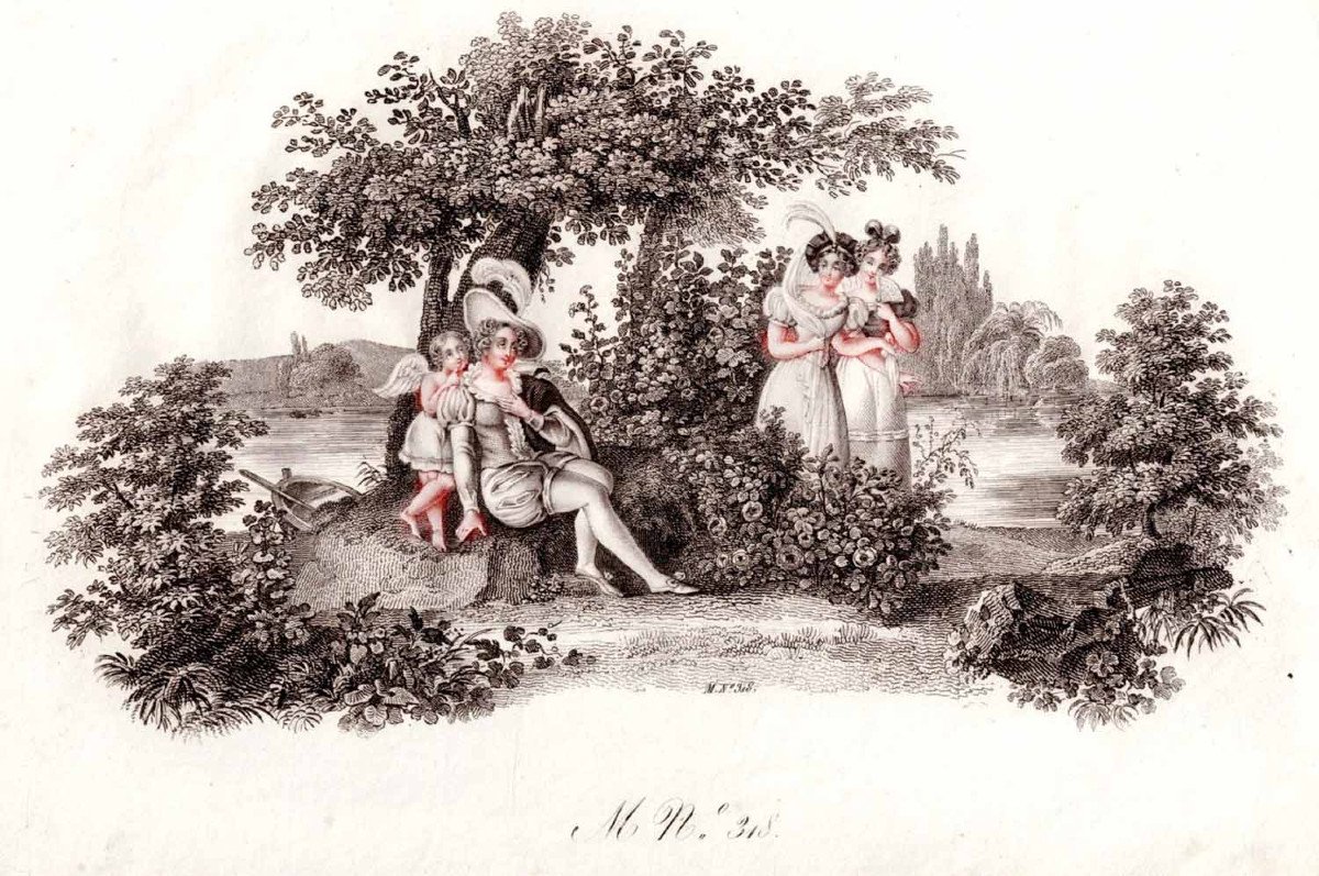 PROJET d'ÉVENTAIL L' amour confident : BELLEVILLE Jean-Pierre 1833-photo-3