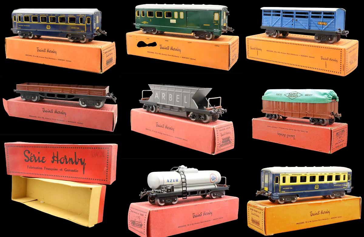 Ensemble  de 12 wagons et voitures HORNBY  vers 1960