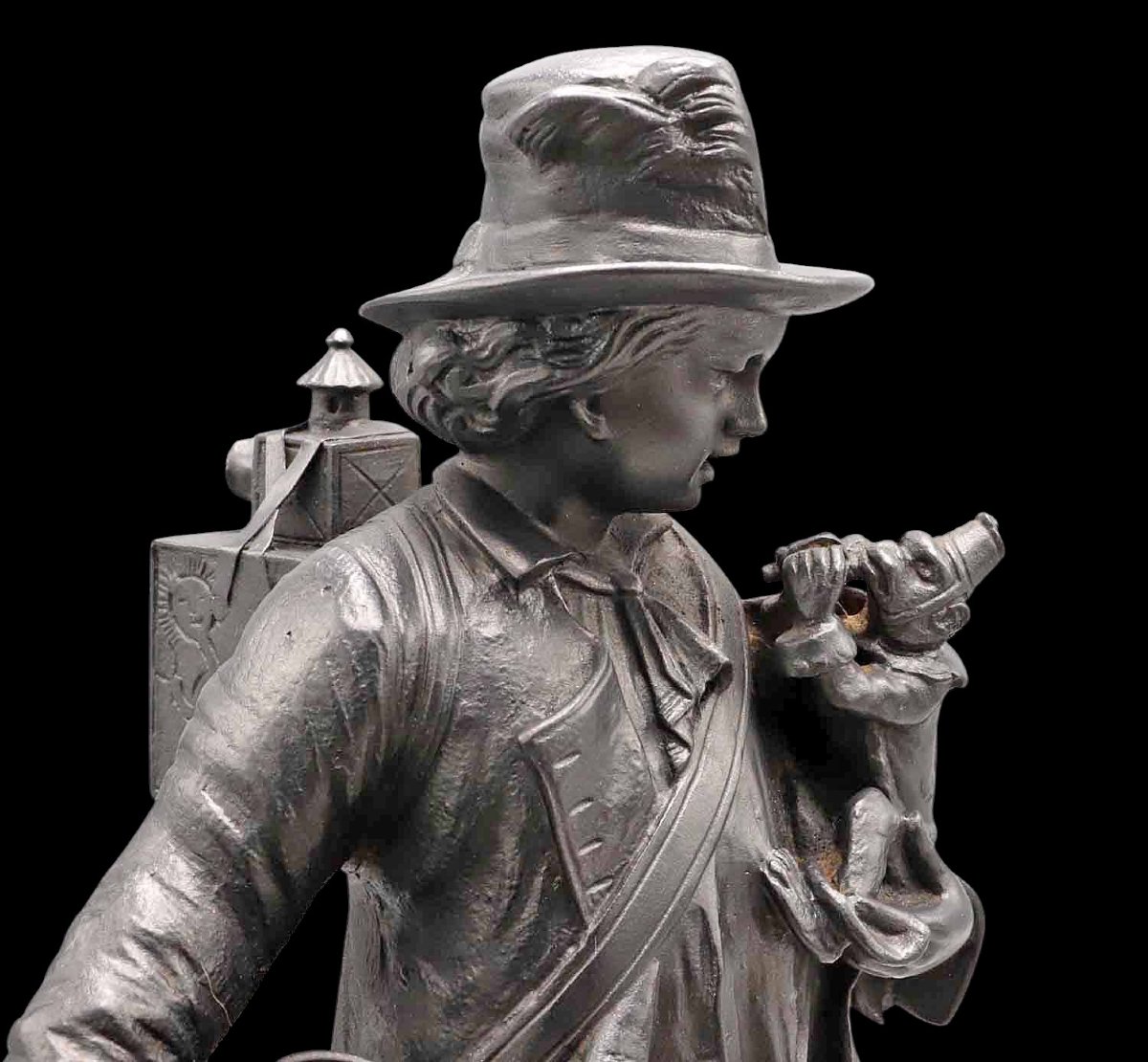 Bronze 19th Century The Monkey And Magic Lantern Showman-photo-3