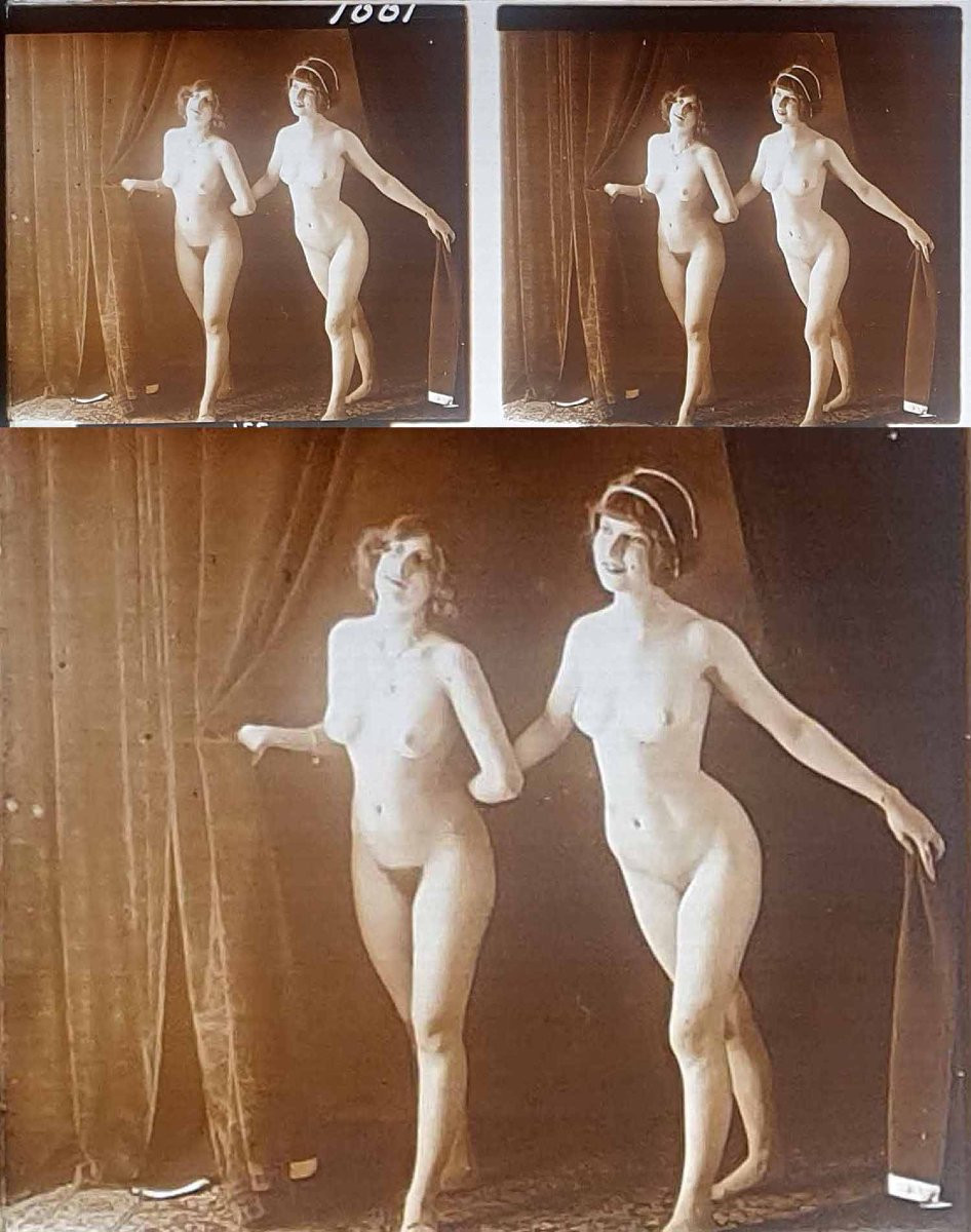 10 photographies sur verre Nu stéréo vers 1900 -photo-2
