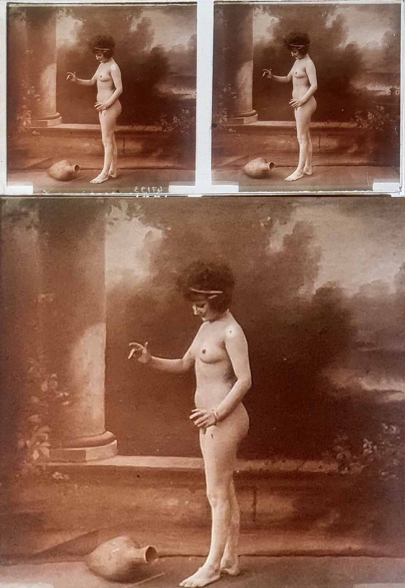 10 photographies sur verre Nu stéréo vers 1900 -photo-4