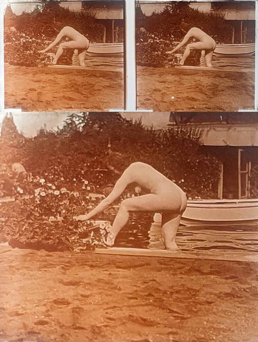 10 photographies sur verre Nu stéréo vers 1900 -photo-4