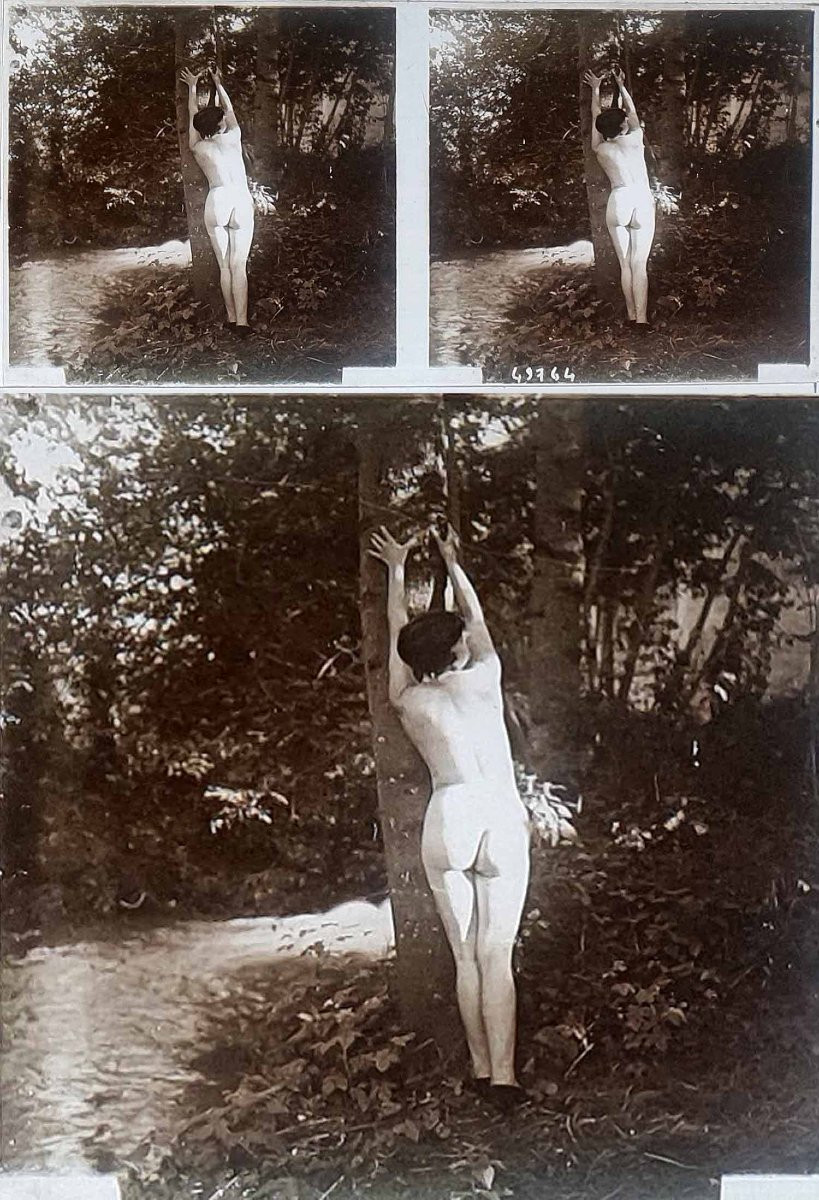10 photographies sur verre Nu stéréo vers 1900 -photo-5