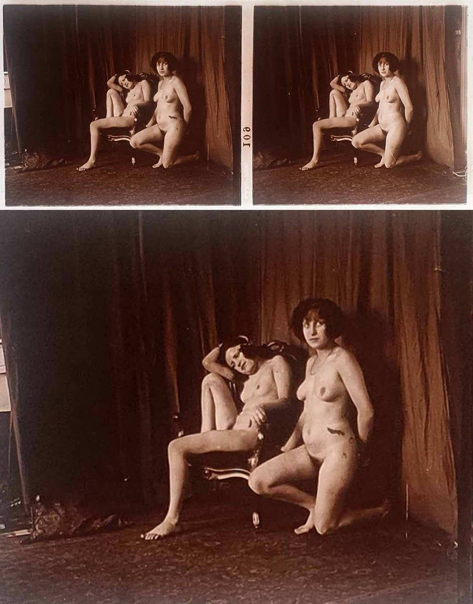 10 photographies sur verre Nu stéréo vers 1900 -photo-6