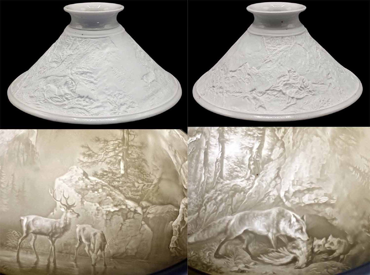 PAIRE ABAT-JOUR LITHOPHANIQUES XIX ème 