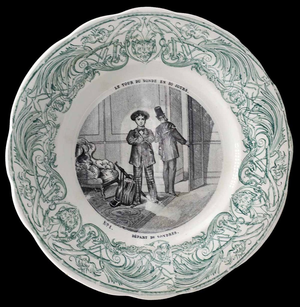 7 Jules Verne Plates Around The World In 80 Days Circa 1900-photo-2