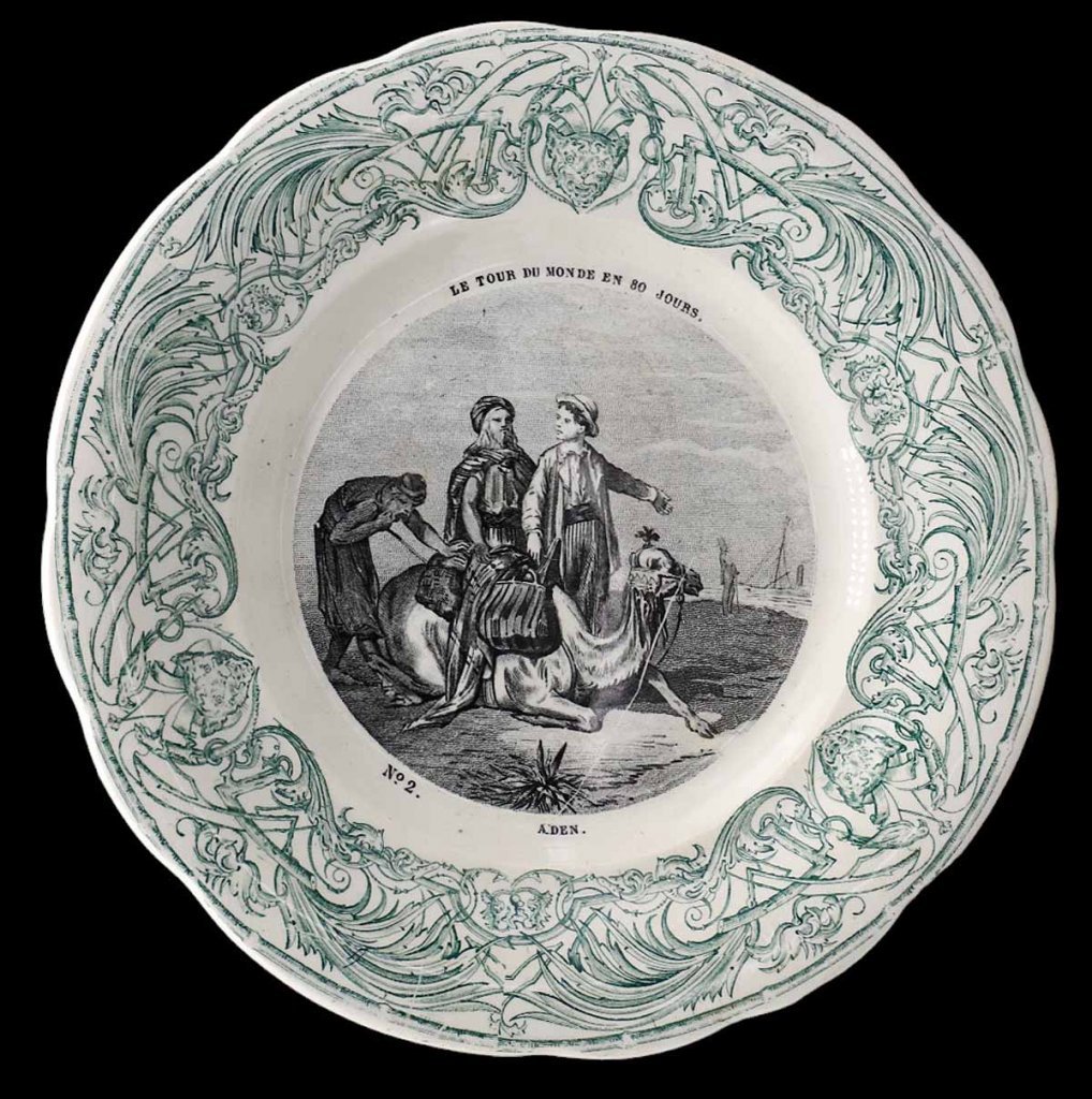 7 Jules Verne Plates Around The World In 80 Days Circa 1900-photo-3