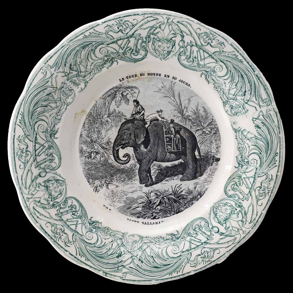 7 Jules Verne Plates Around The World In 80 Days Circa 1900-photo-4