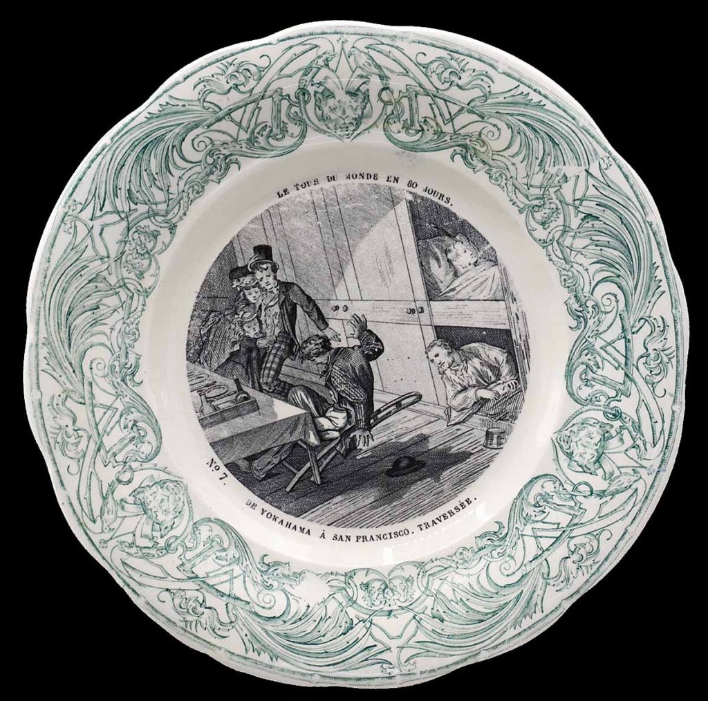 7 Jules Verne Plates Around The World In 80 Days Circa 1900-photo-1