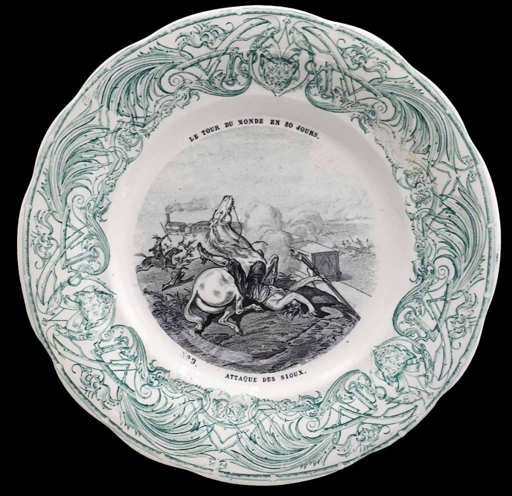 7 Jules Verne Plates Around The World In 80 Days Circa 1900-photo-2