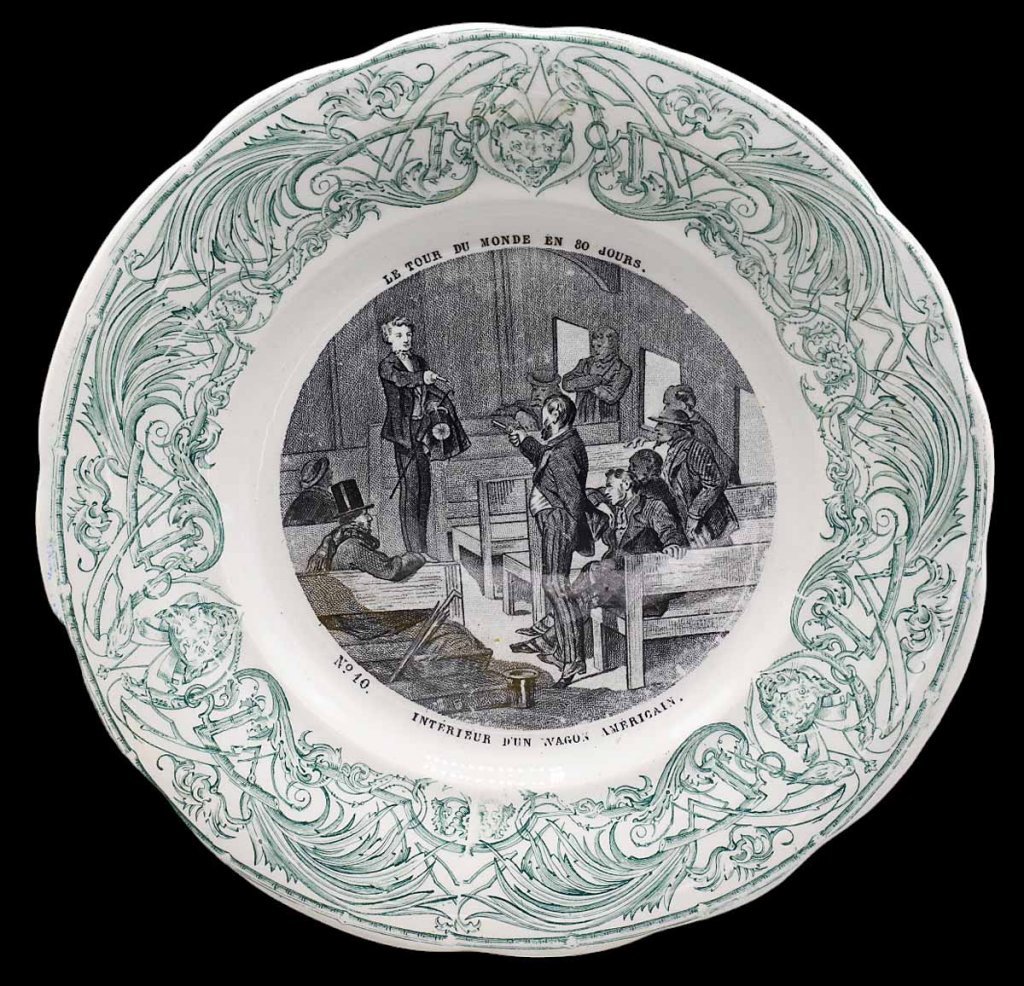 7 Jules Verne Plates Around The World In 80 Days Circa 1900-photo-3