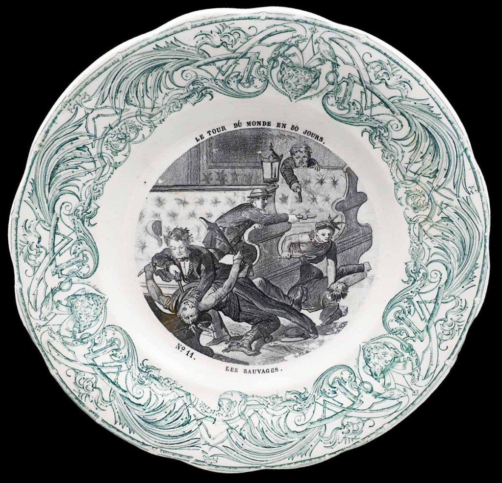7 Jules Verne Plates Around The World In 80 Days Circa 1900-photo-4