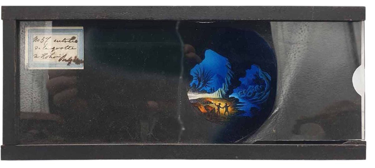 Plaque lanterne magique 1860 ENTRÉE DE LA GROTTE HOTON BELGIQUE-photo-3