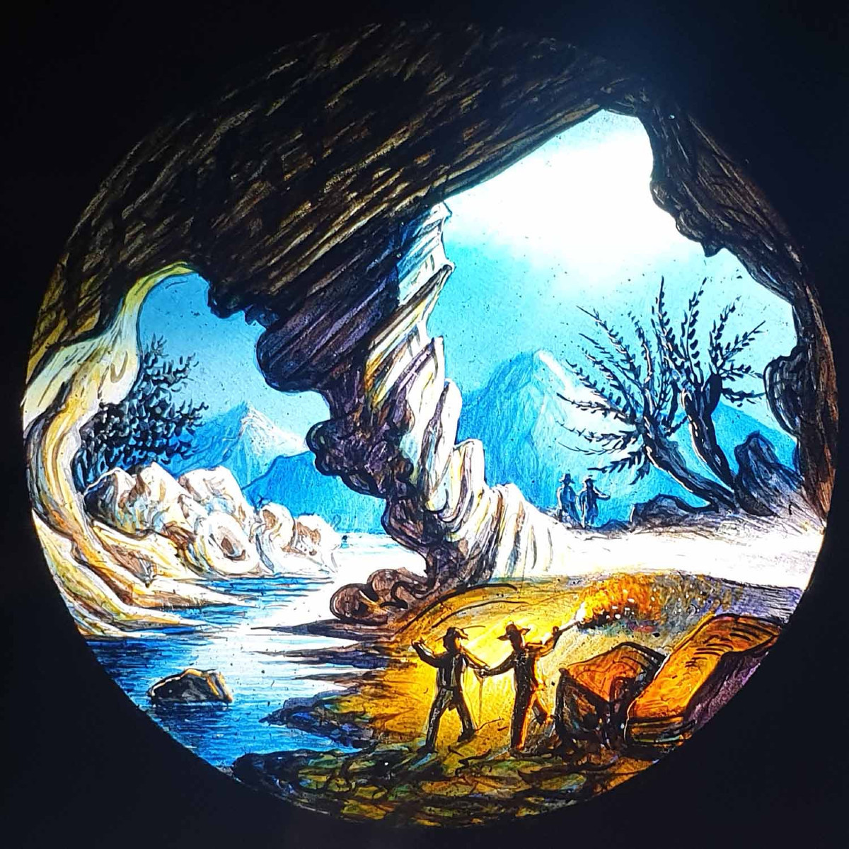 Plaque lanterne magique 1860 ENTRÉE DE LA GROTTE HOTON BELGIQUE-photo-1