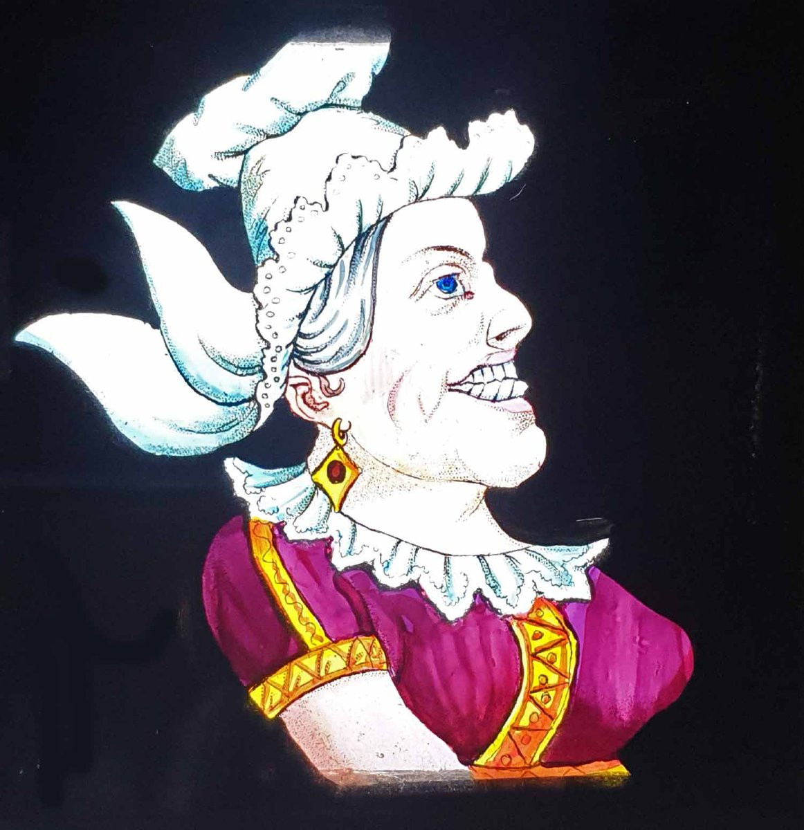 Plaque lanterne magique 1870 -  LE NEZ DE LA VIEILLE FEMME -photo-2