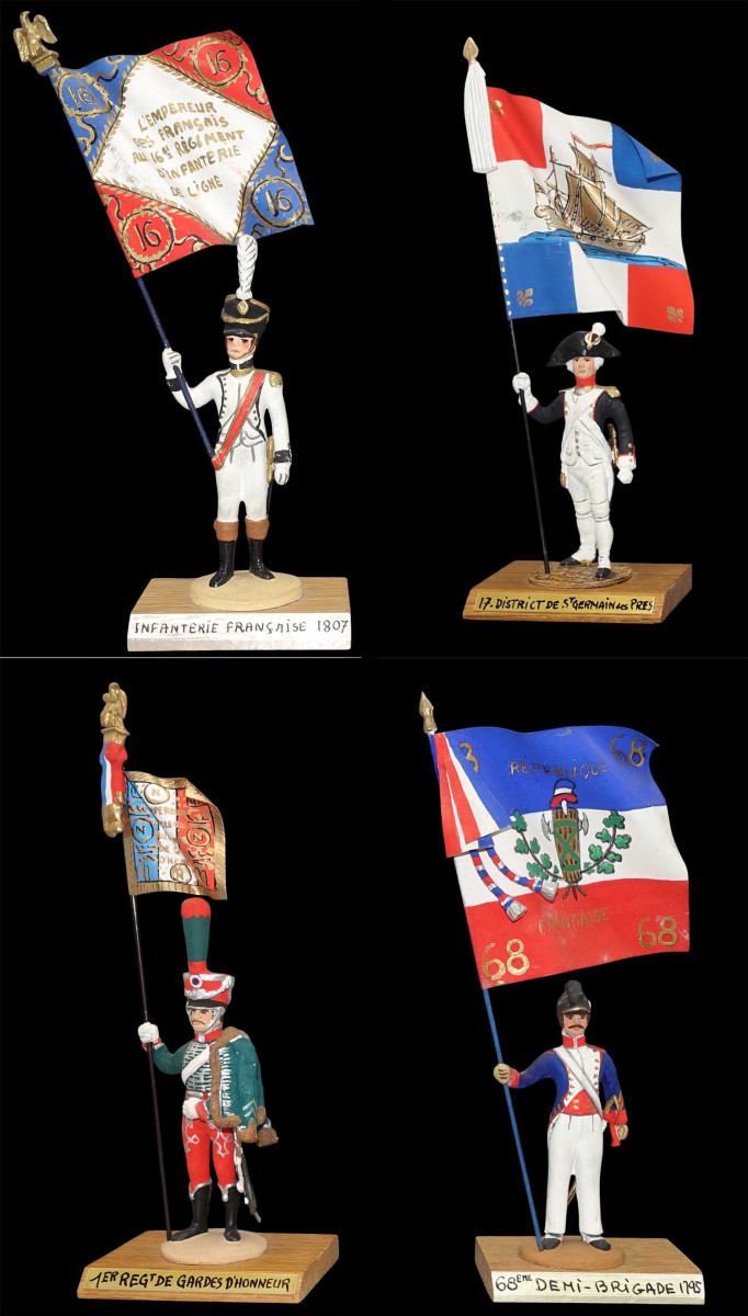  Figurines porte-drapeau 1960 par Guy RENAUD. 