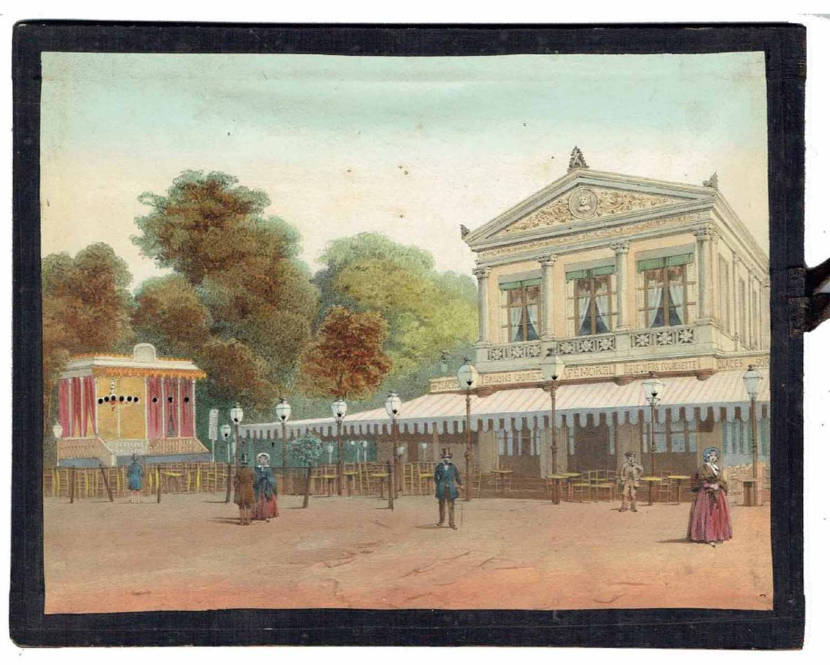 Panoptic Polyorama Plaque Circa 1850, Café Des Ambassadeurs - Champs-élysées -photo-3