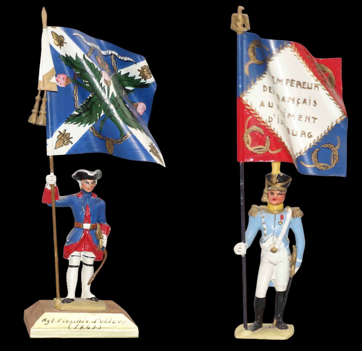 Flag-bearer Figurines Made In The 1950s By Gaston Auger
