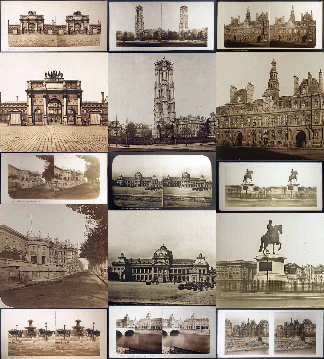 16 Stereoscopic Photographs Paris Circa 1900