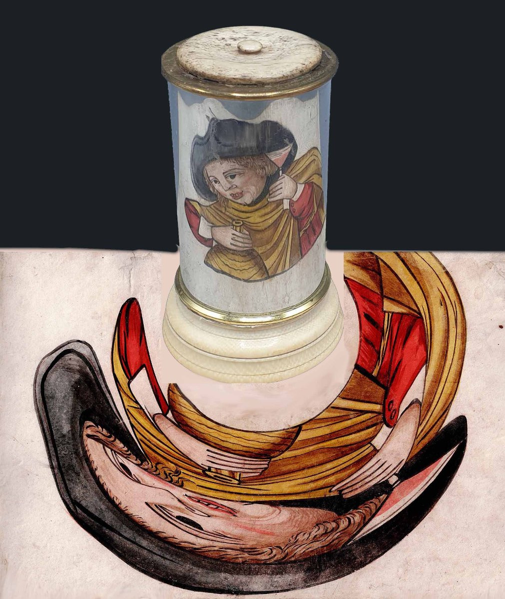 18th Century Gouache Anamorphosis Of A Man Drinking.-photo-2